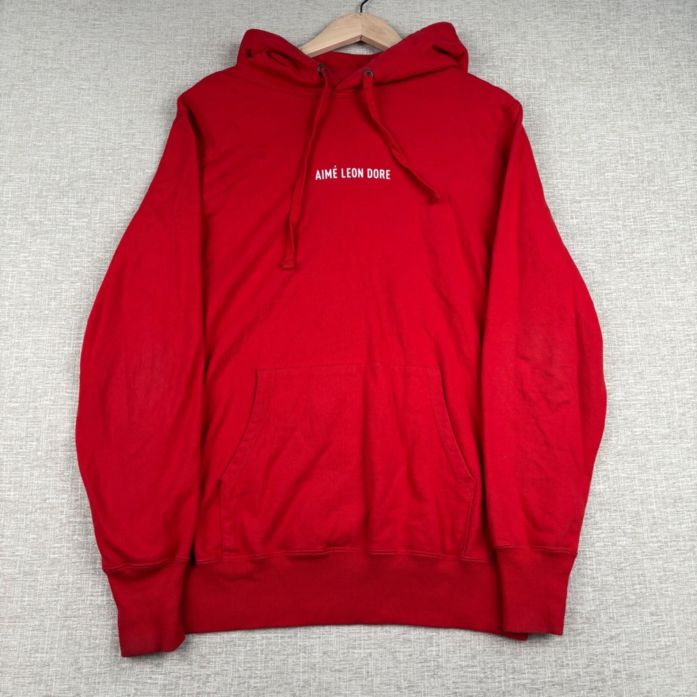 Aime Leon Dore Mens Red Logo‎ Hoodie Sweatshirt Made in Canada Size M